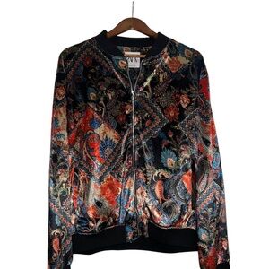 ZARA Men’s Multicolor Paisley Velour Bomber Jacket